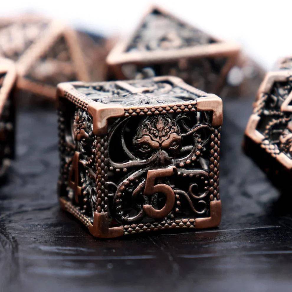 Kraken: Hollow Metal Dice Set - Copper Black Numbers