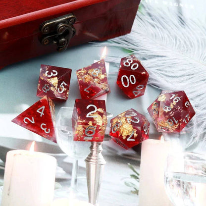 Sharp Edge: Red Clear Gold Foil Dice Set