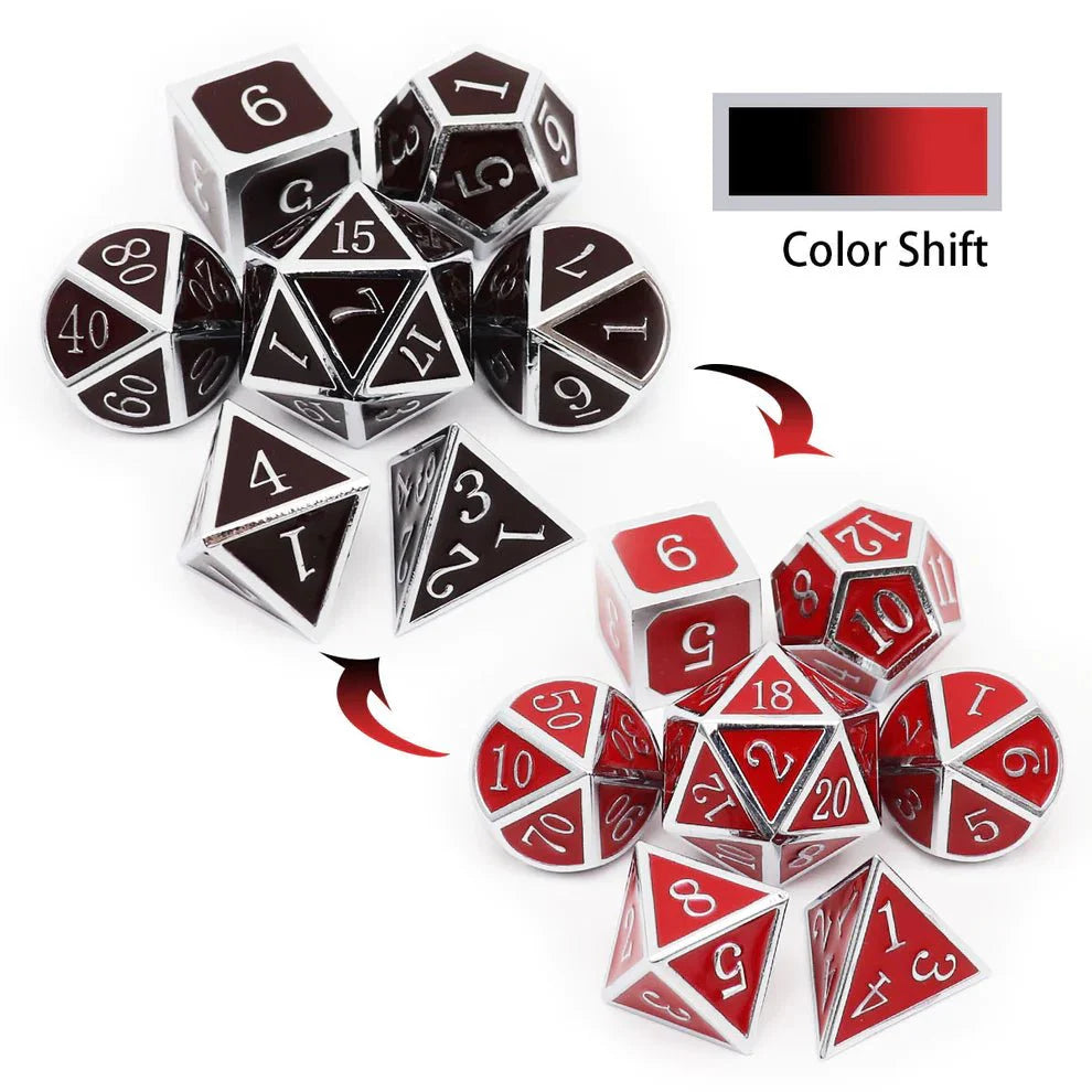 Heat Sensitive Dice Set - Silver Black Red Shift - HartCentered