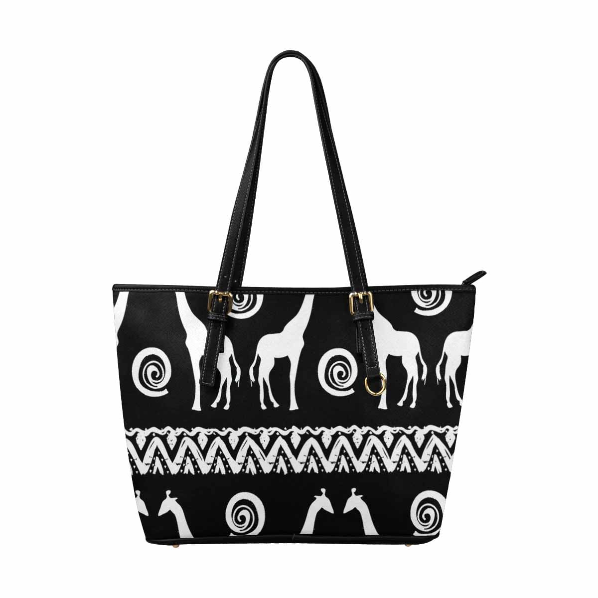 Black Giraffe | Large Leather Tote Shoulder Bag | Handbag