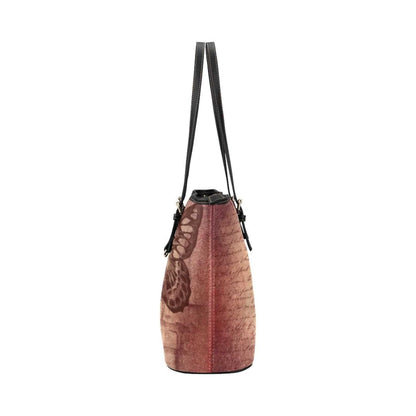 Mauve Butterfly | Large Leather Tote Shoulder Bag |Handbag