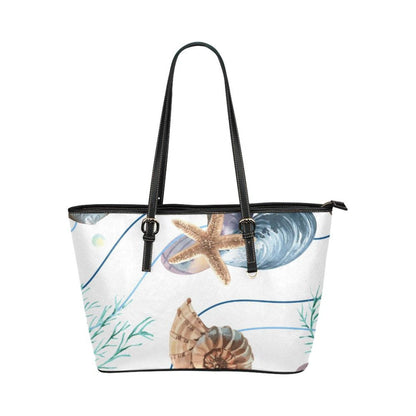 Seashell | Beach | Large Leather Tote Shoulder Bag | Handbag