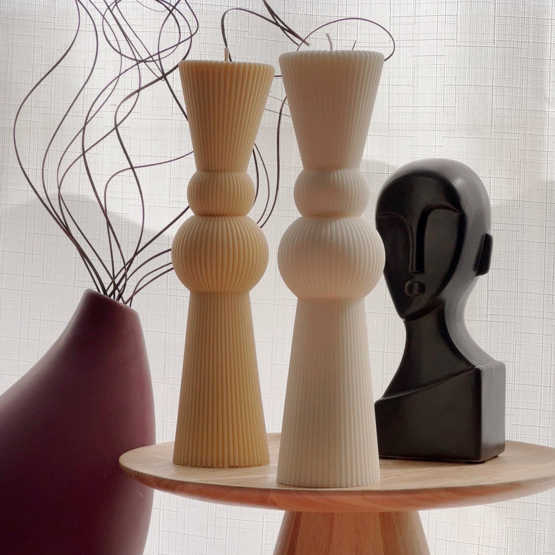 Big Chess Ribbed Pillar Candle - HartCentered