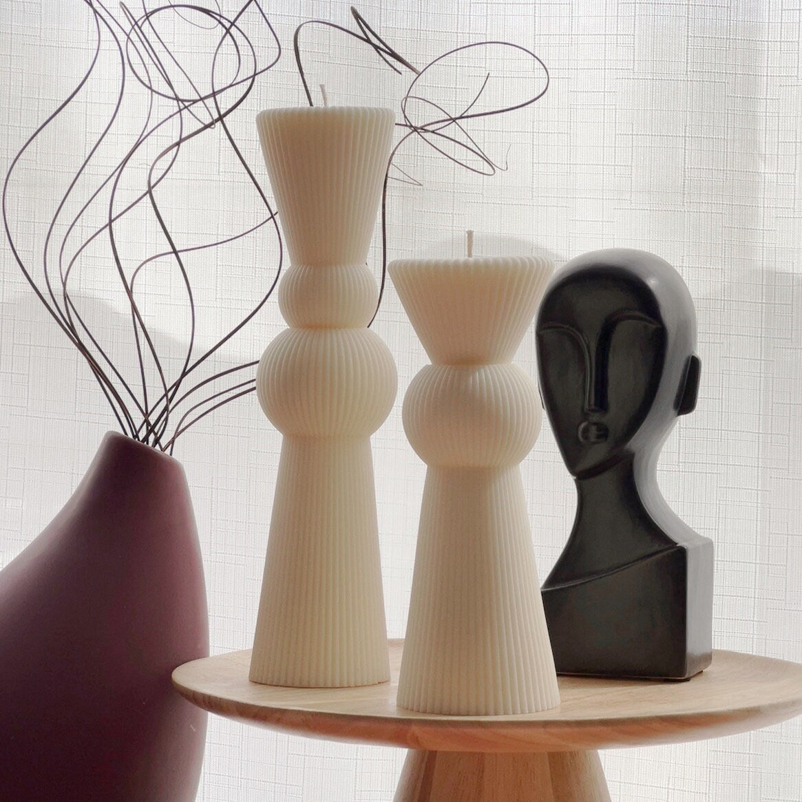 Chess Figure Ribbed Pillar Candle Set - HartCentered