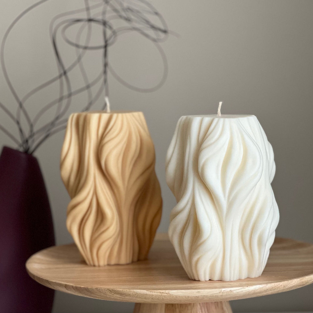 Huge Wave Stripe Column Candle - HartCentered