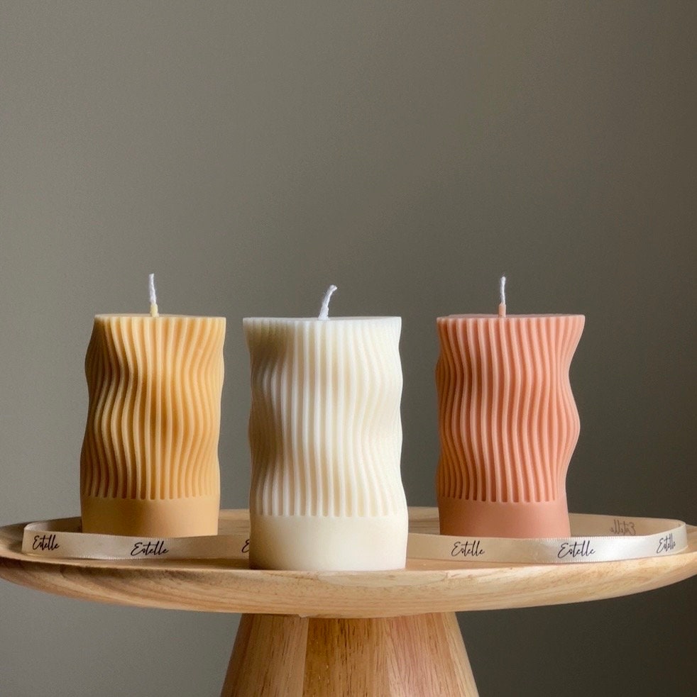 Ribbed Wave Irregular Column Candle - HartCentered