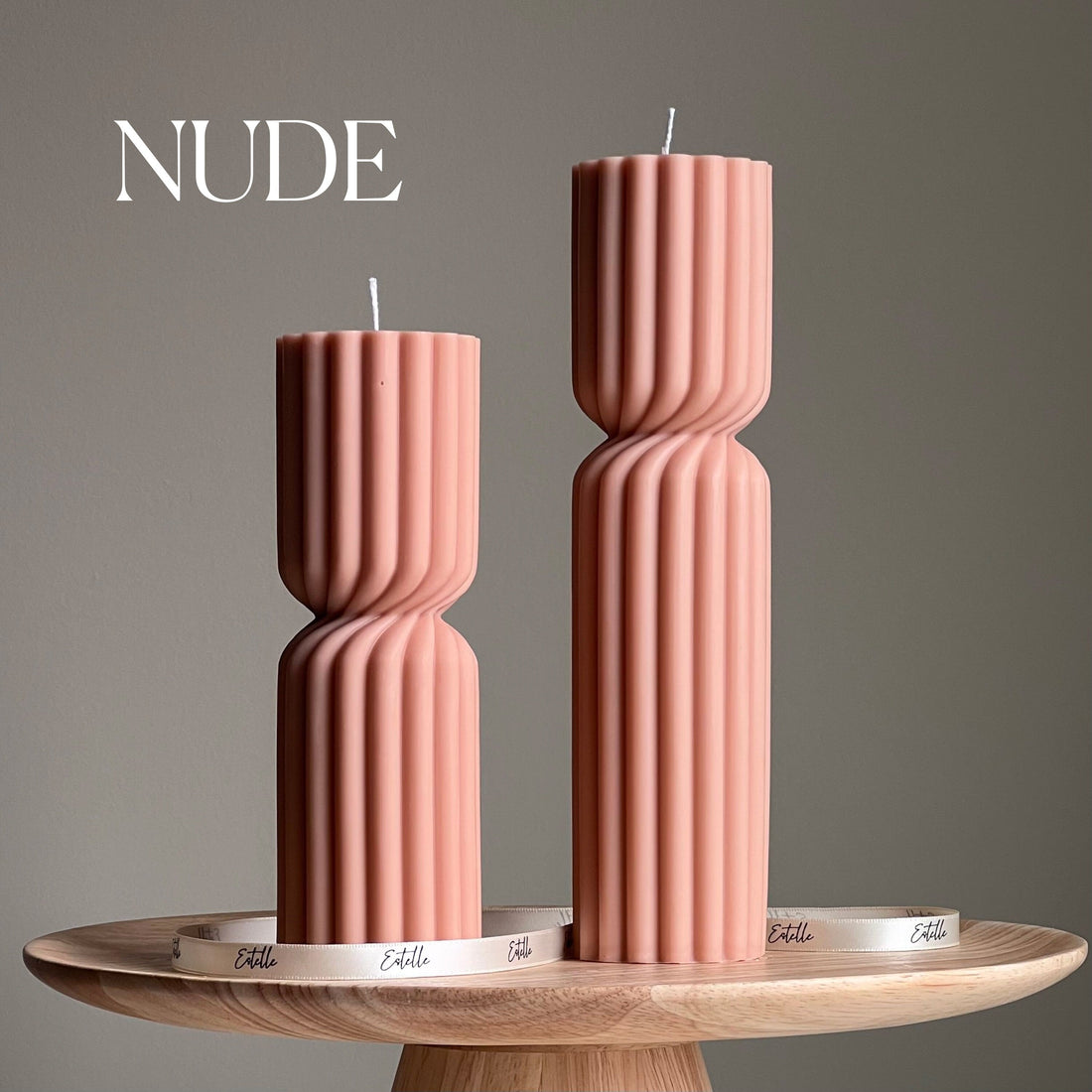 Big Ribbed Hourglass Pillar Candle| Sculptural Candle| Aesthetic Table Decor| Column Ribbed Candle| Minimalist Decor| Housewarming Gift-1