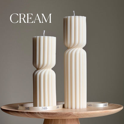 Ribbed Hourglass Pillar Candle - HartCentered