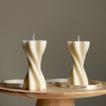 Wavy Swirl Pillar Candle - HartCentered