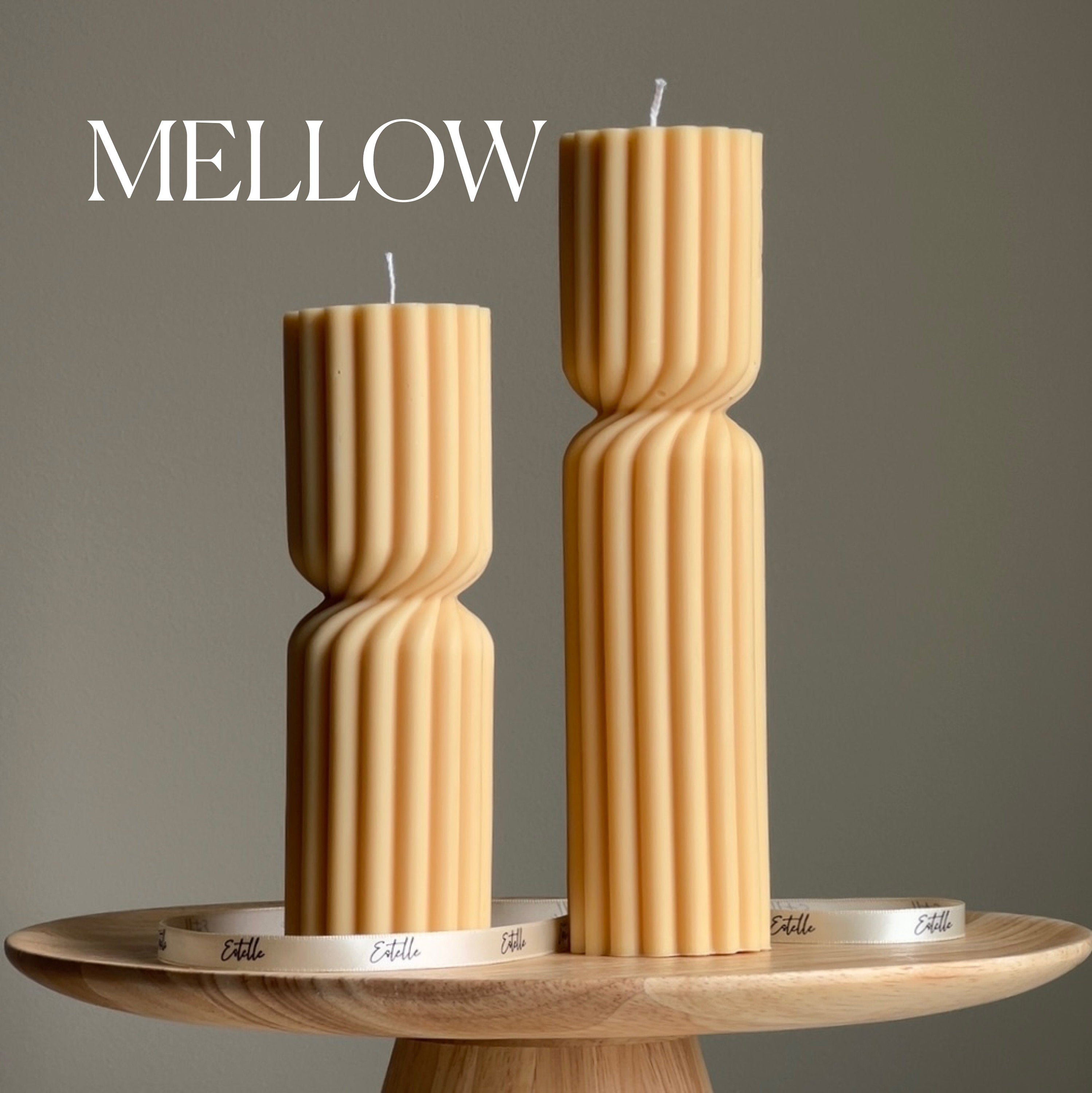 Ribbed Hourglass Pillar Candle - HartCentered