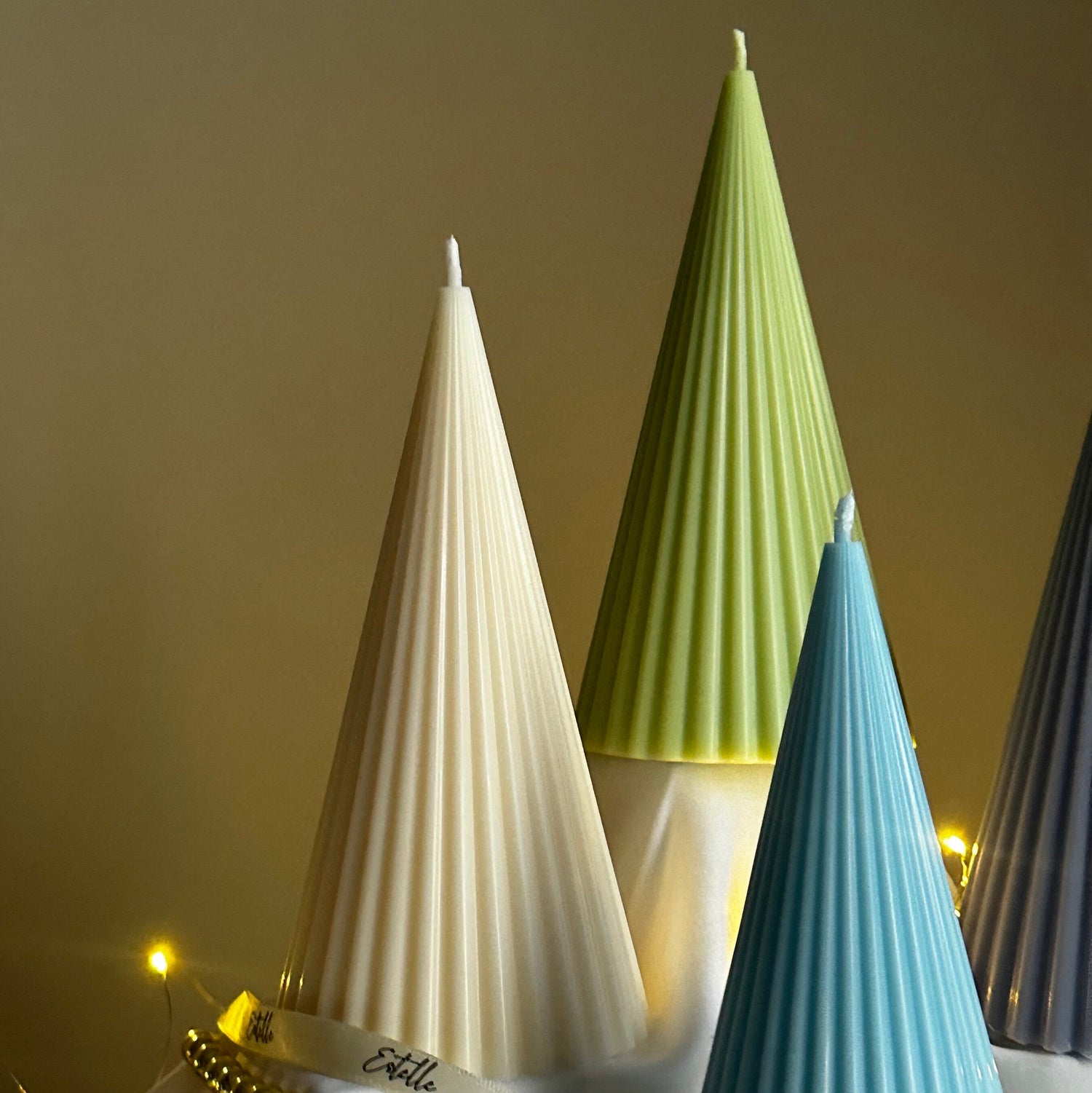 Minimalist Christmas Ribbed Cone Candle - HartCentered