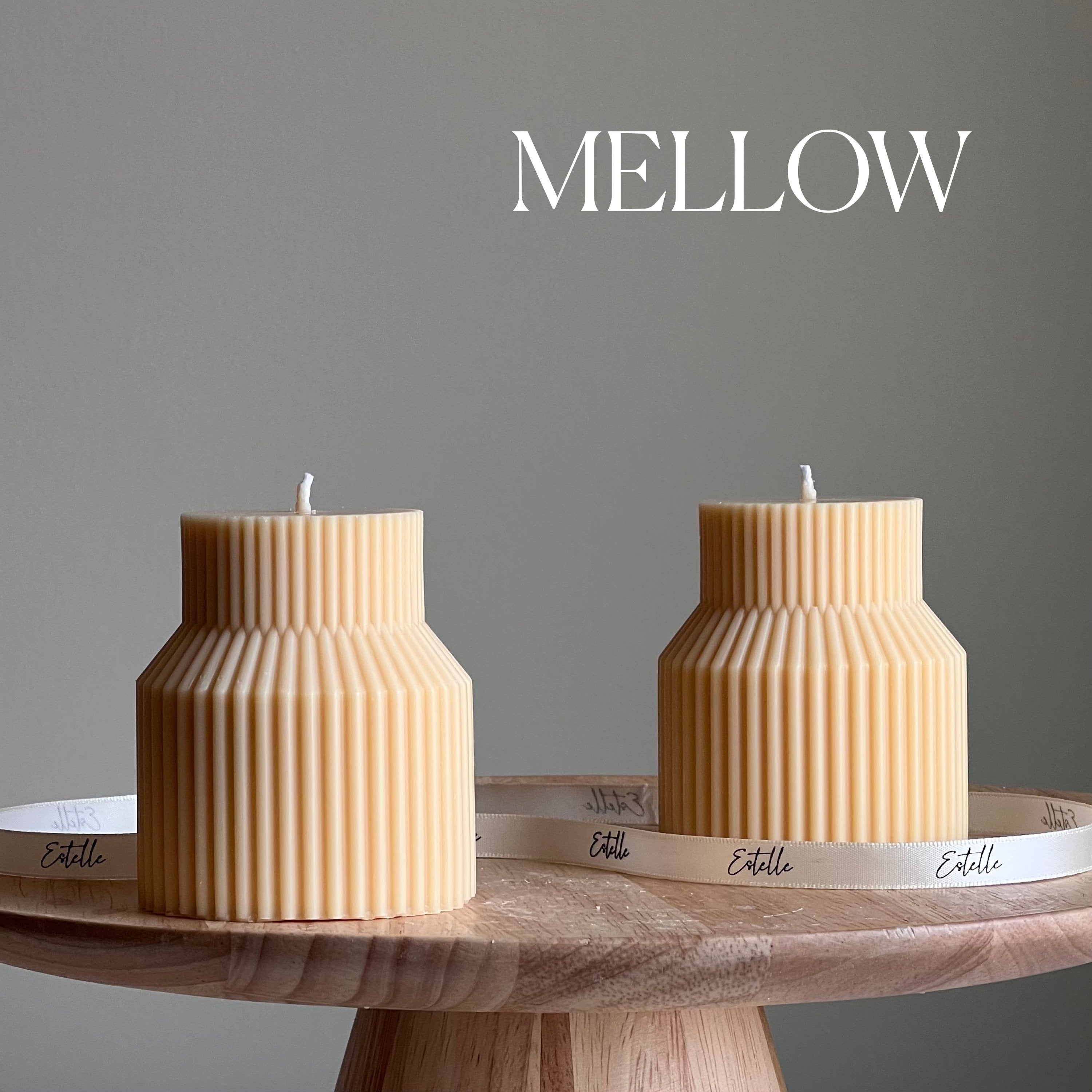 Geometric Ribbed Pillar Candle - HartCentered