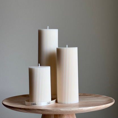 Ribbed Pillar Candle - HartCentered