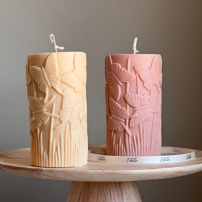 Large Butterfly Pillar Candle - HartCentered