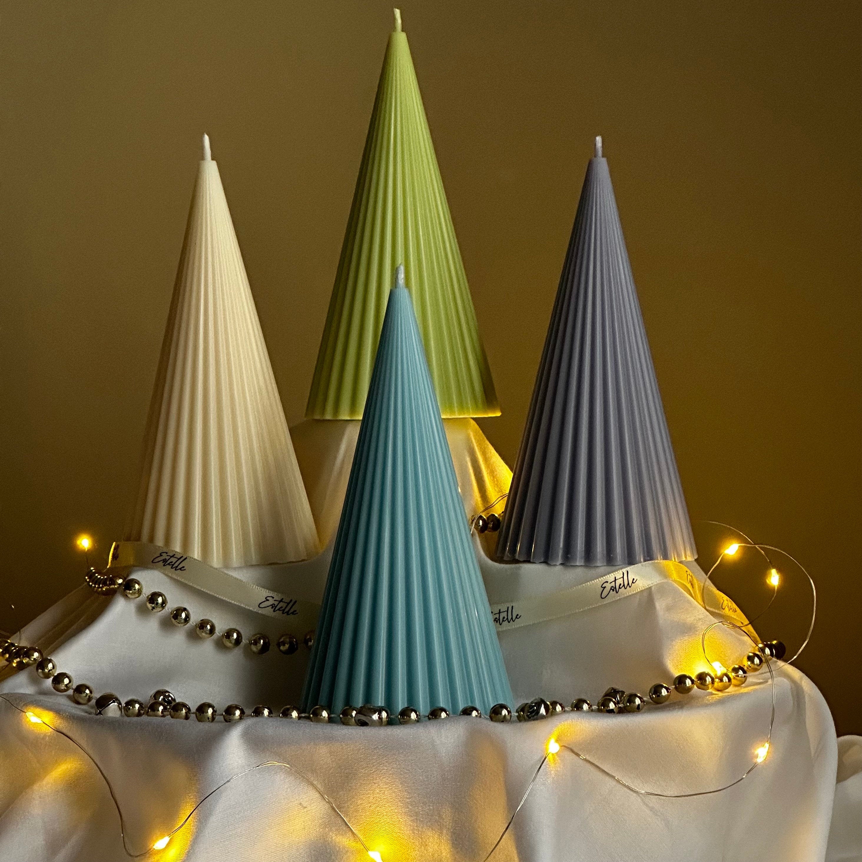 Minimalist Christmas Ribbed Cone Candle - HartCentered