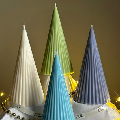 Minimalist Christmas Ribbed Cone Candle - HartCentered