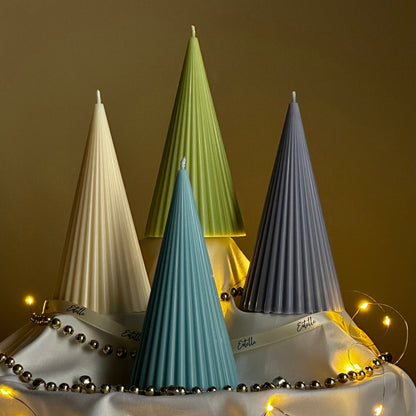 Minimalist Christmas Ribbed Cone Candle - HartCentered