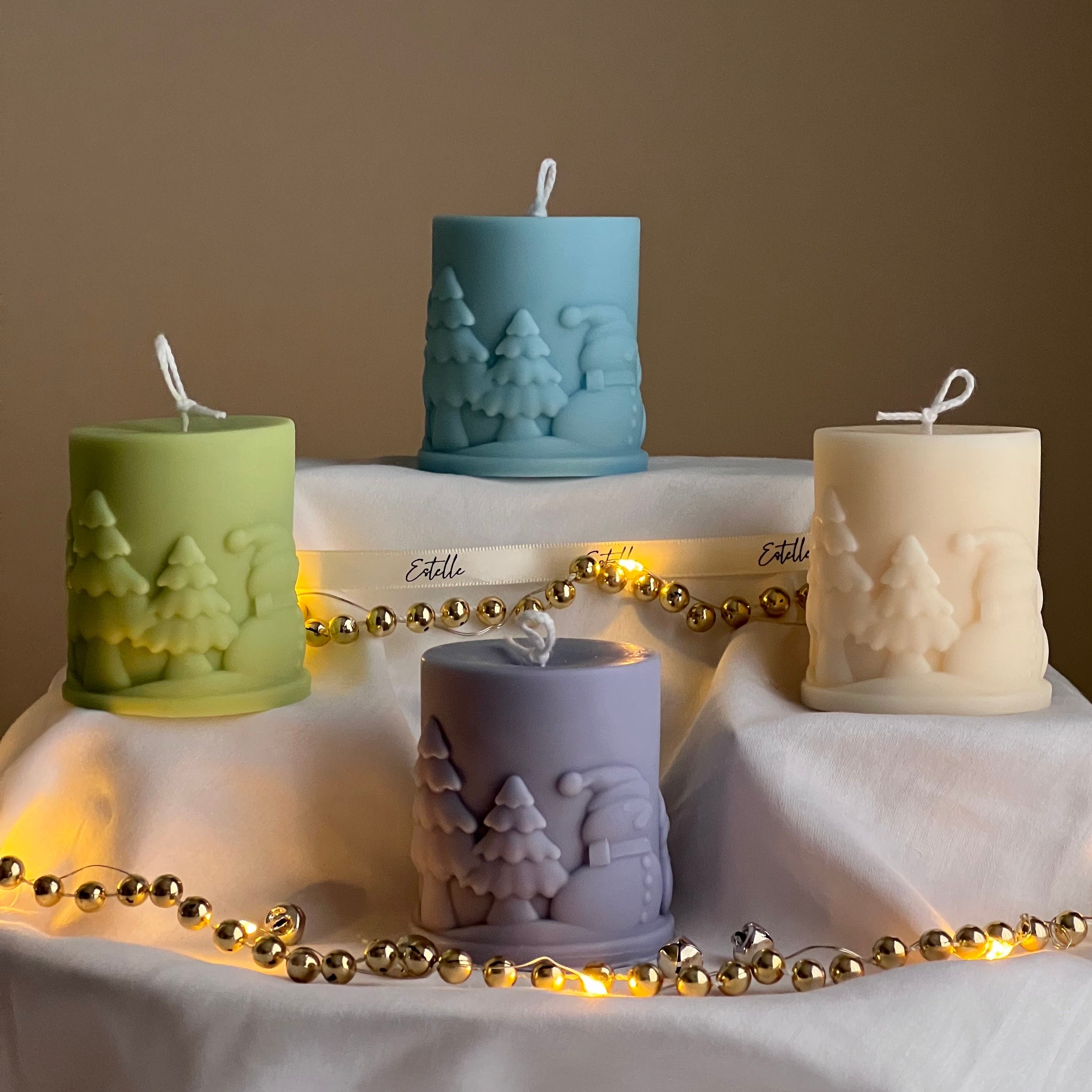 Snowman Pillar Candle - HartCentered