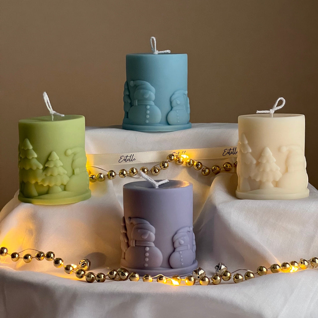 Snowman Pillar Candle - HartCentered