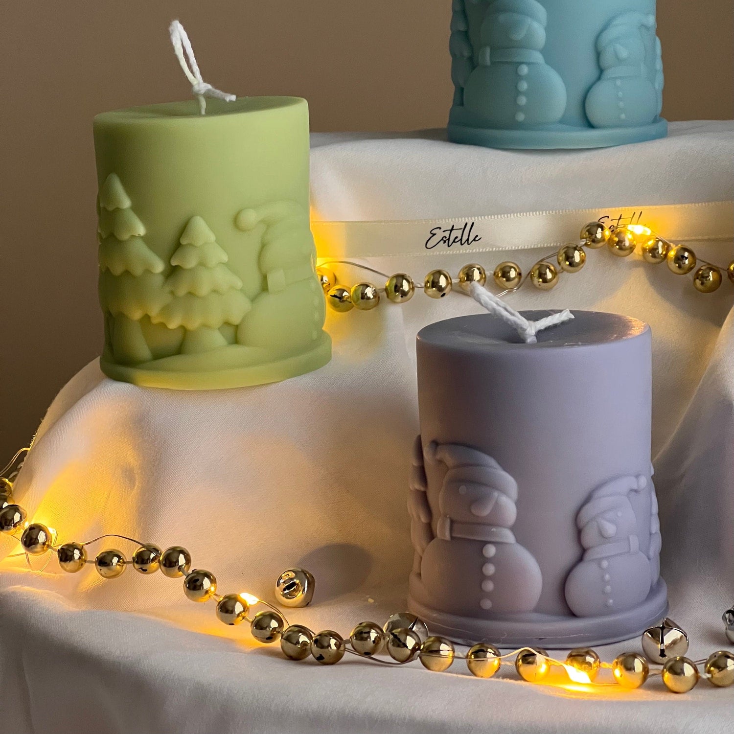 Snowman Pillar Candle - HartCentered