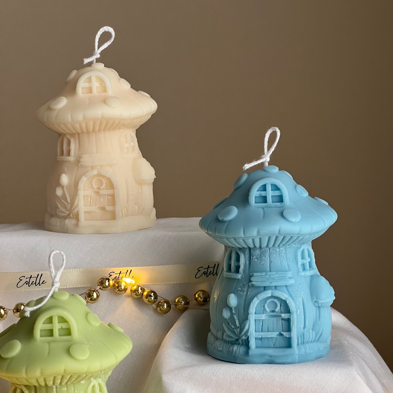 Mushroom Christmas House Candle - HartCentered