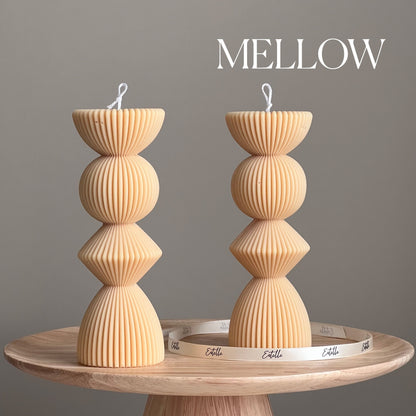 Ribbed Geometric Pillar Candle - HartCentered