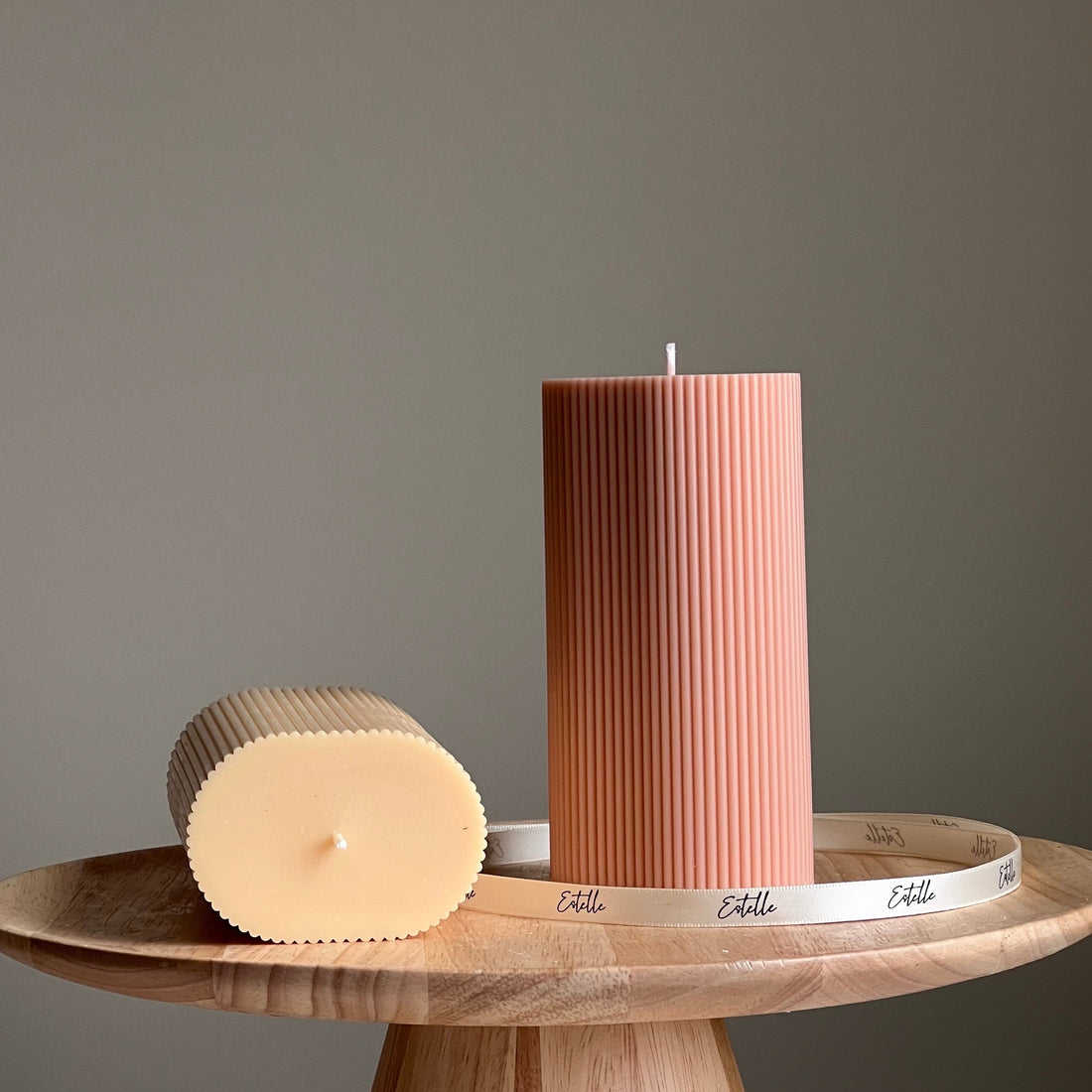 Ribbed Pillar Candle - HartCentered