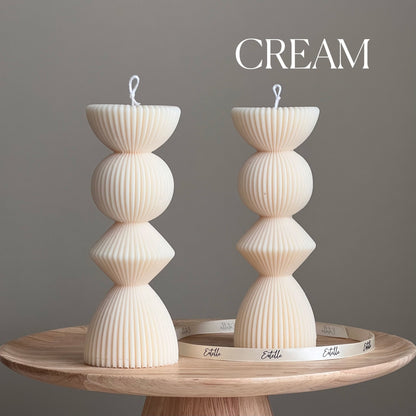 Ribbed Geometric Pillar Candle - HartCentered