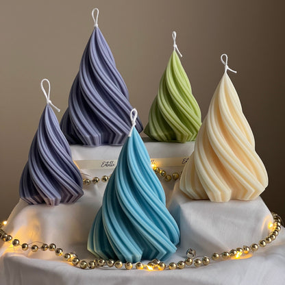 Swirl Ribbed Christmas Tree Candle - HartCentered