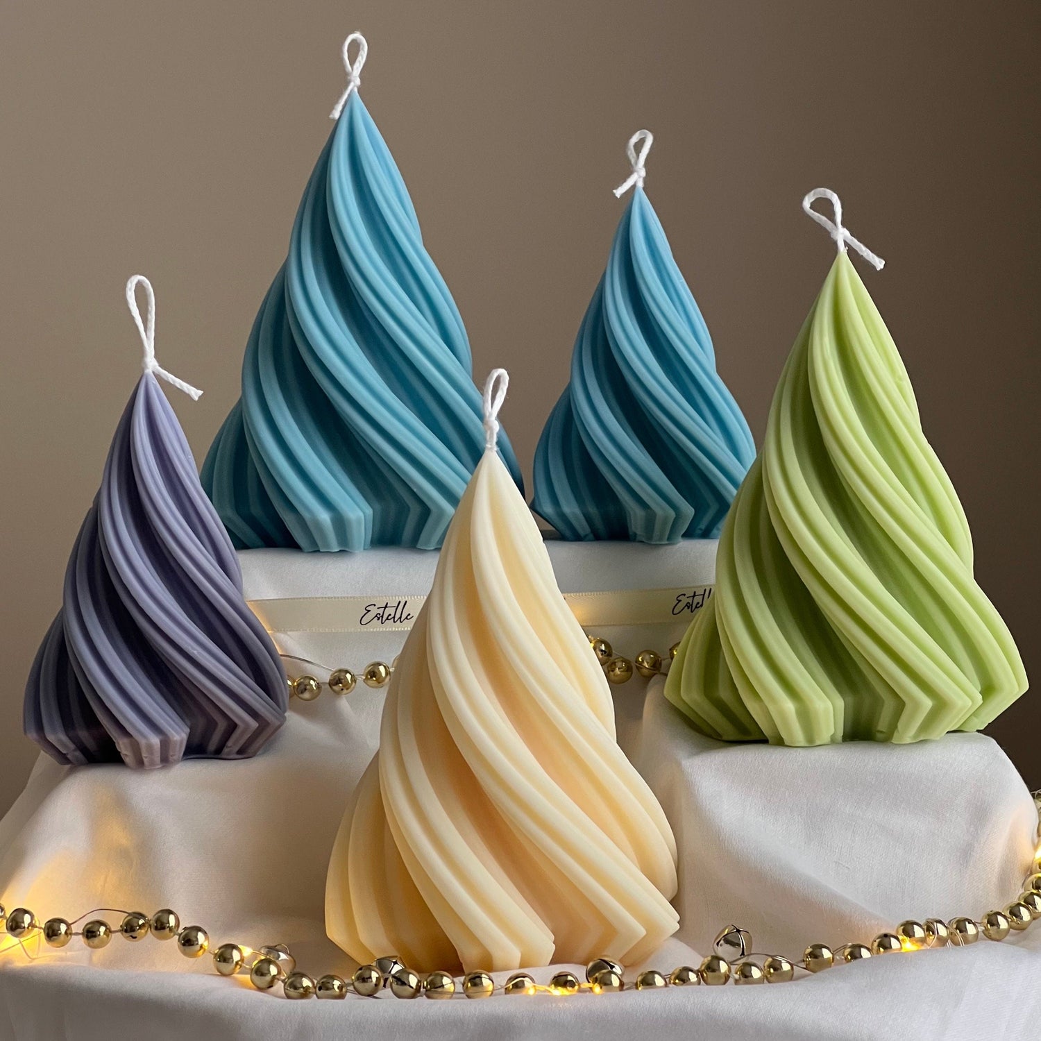 Swirl Ribbed Christmas Tree Candle - HartCentered