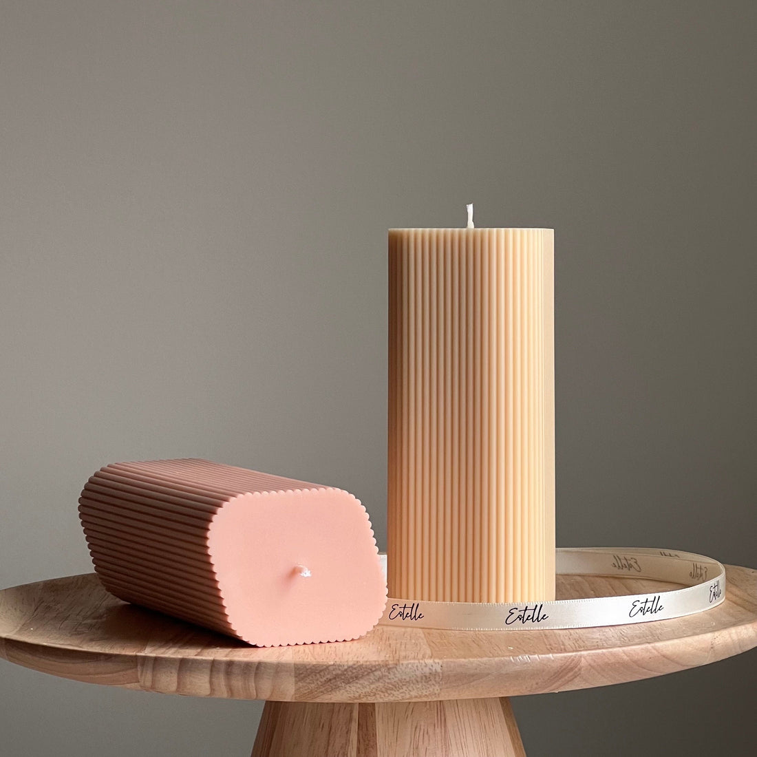 Ribbed Pillar Candle - HartCentered