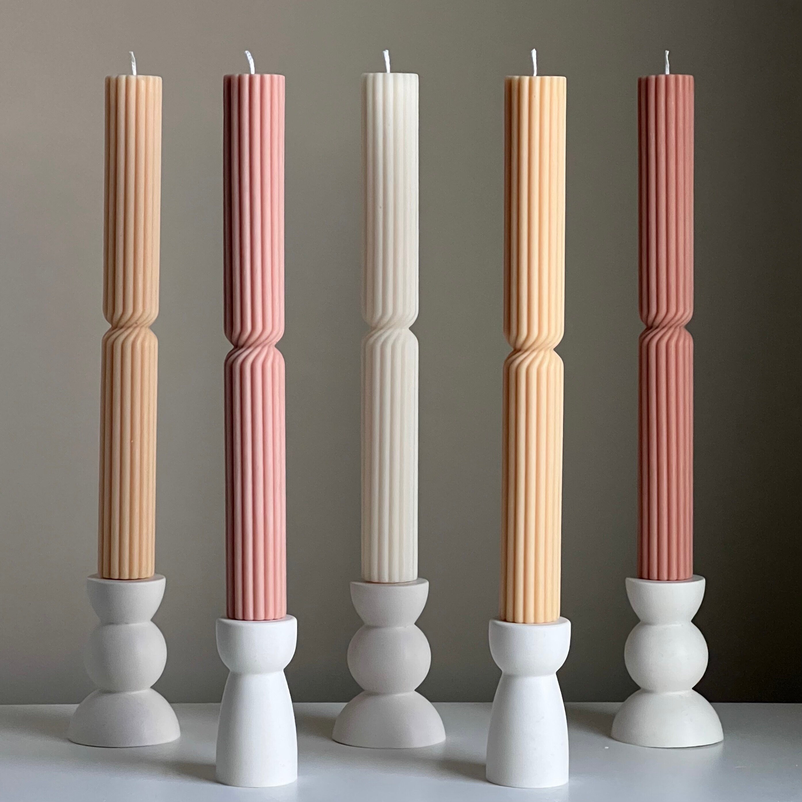 Tall Ribbed Twisted Taper Candle - HartCentered