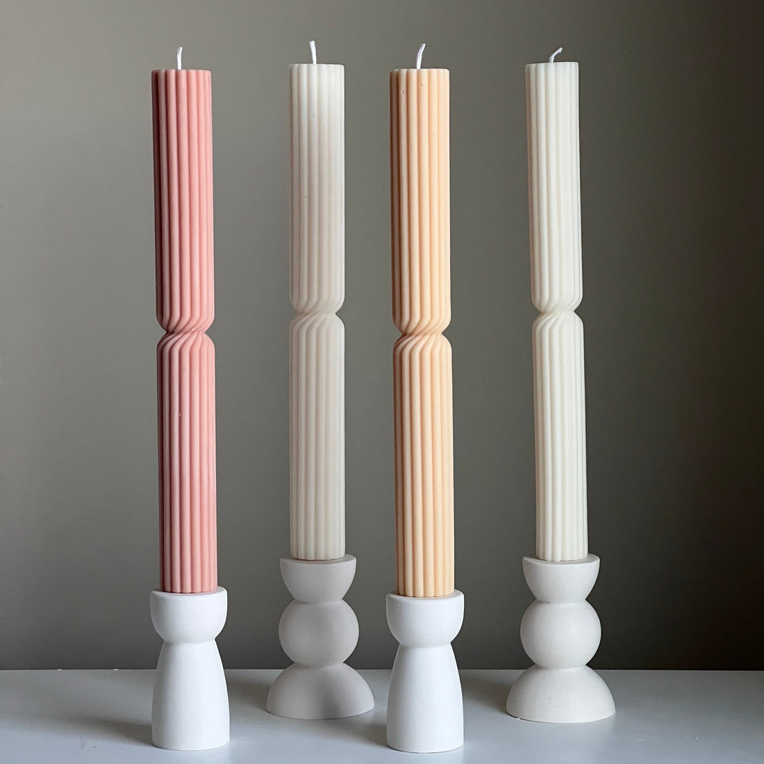 Tall Ribbed Twisted Taper Candle - HartCentered