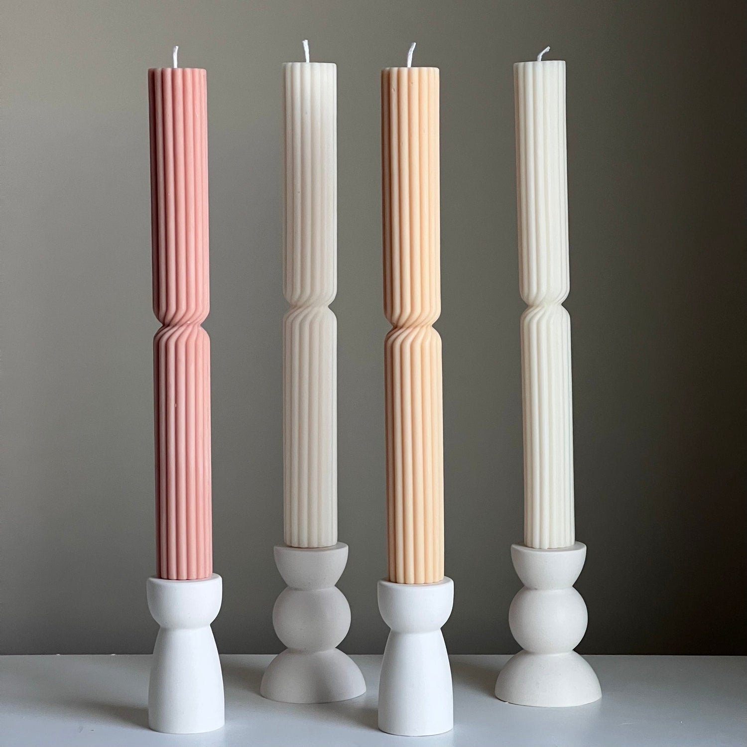 Tall Ribbed Twisted Taper Candle - HartCentered