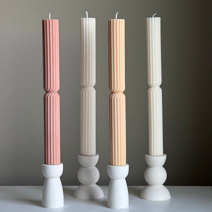 Tall Ribbed Twisted Taper Candle - HartCentered