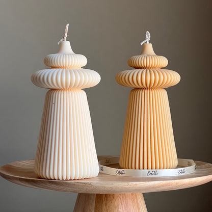 Large Ribbed Pillar Candle - HartCentered