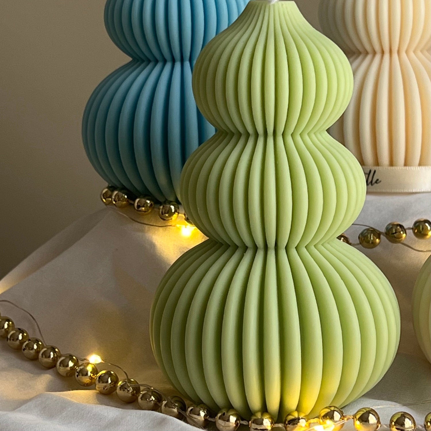 Wavy Ribbed Christmas Tree Candle - HartCentered