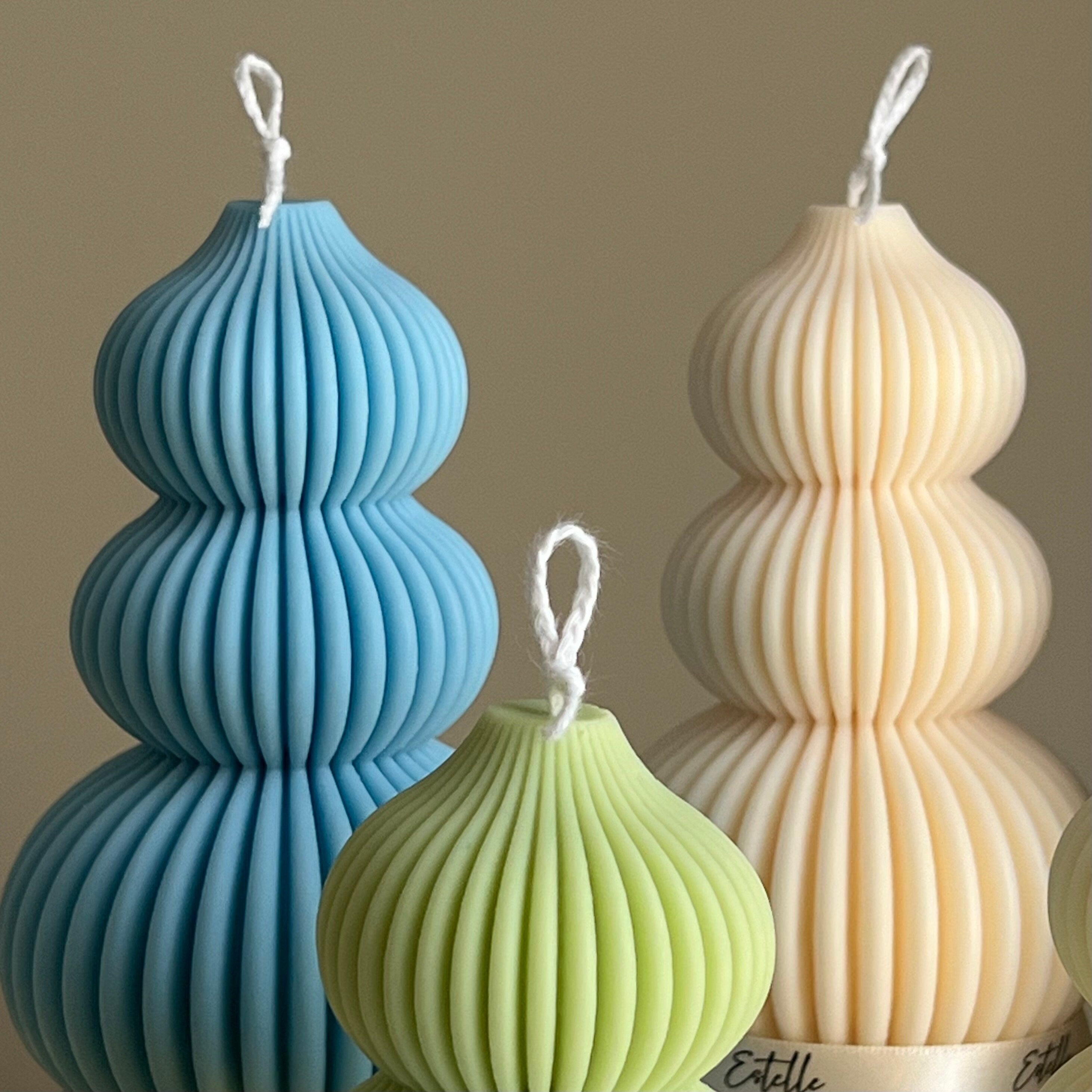 Wavy Ribbed Christmas Tree Candle - HartCentered