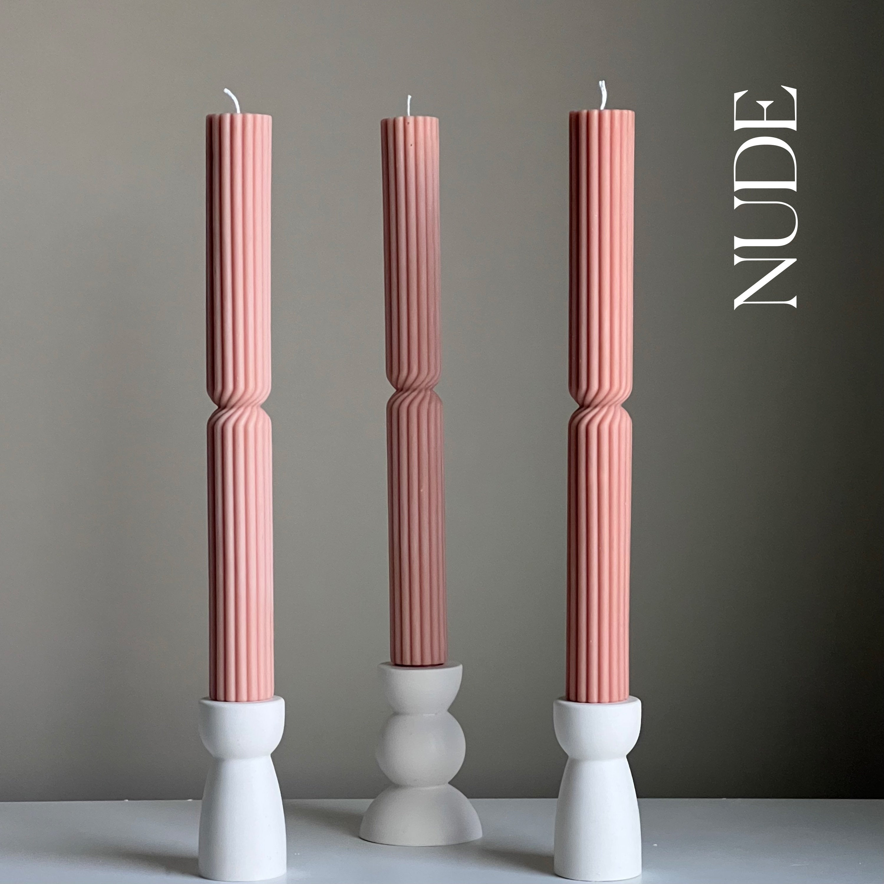 Tall Ribbed Twisted Taper Candle - HartCentered