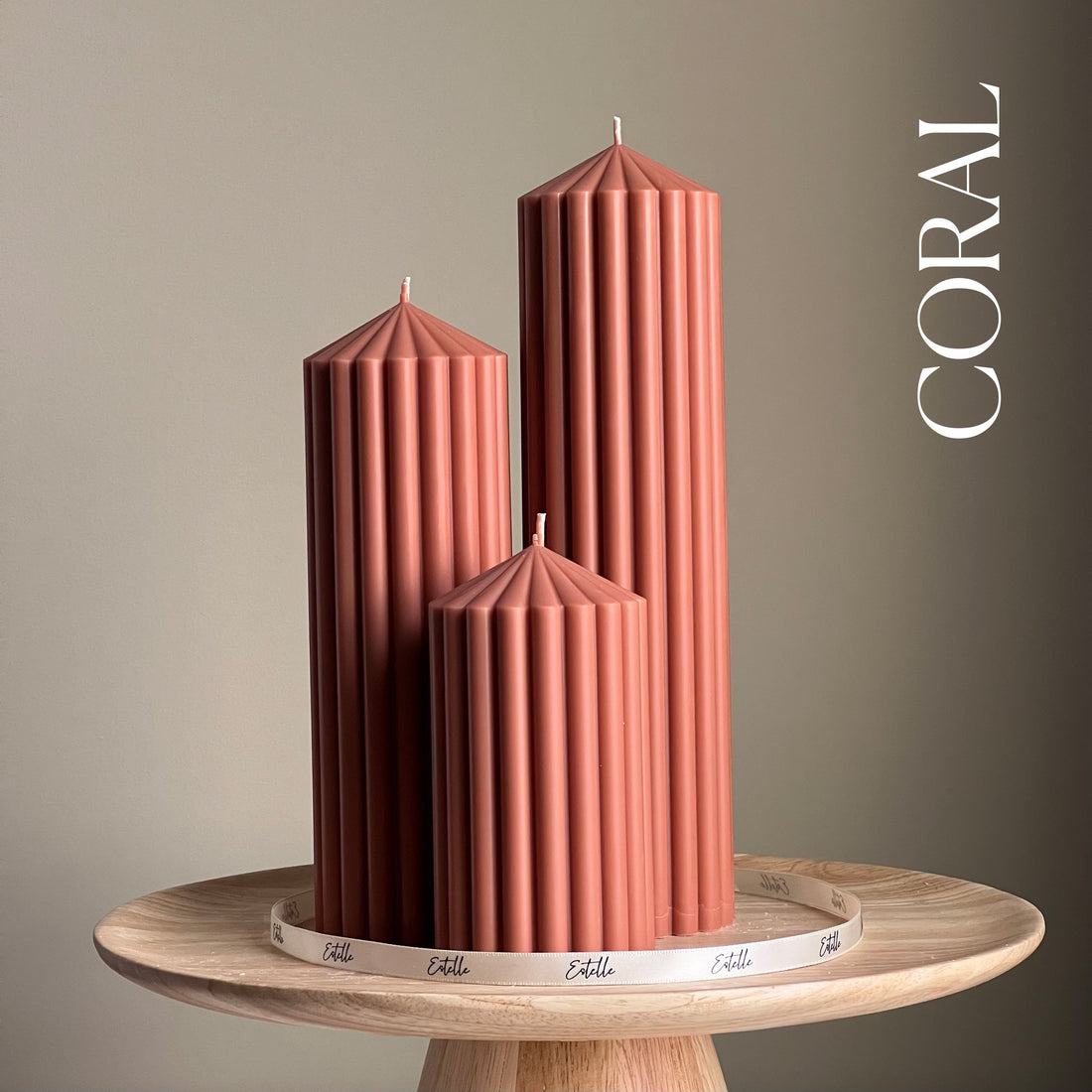 Huge Ribbed Peak Pillar Candle Trio - HartCentered