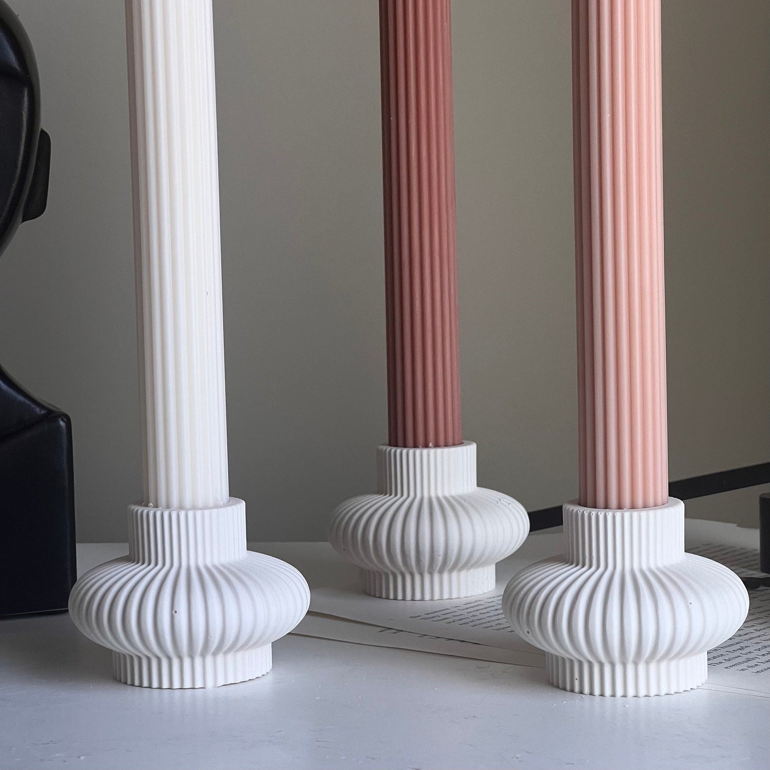 Ribbed Minimal Candlestick Holder - HartCentered