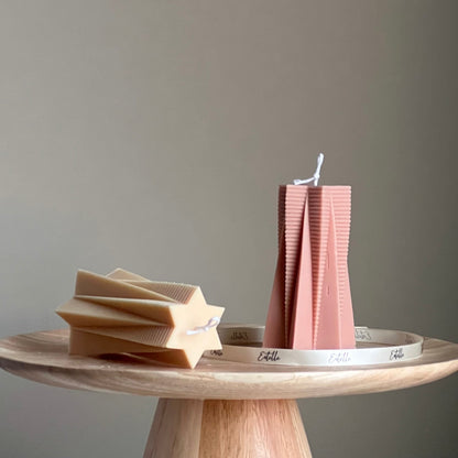 Ribbed Star Pillar Candle-0