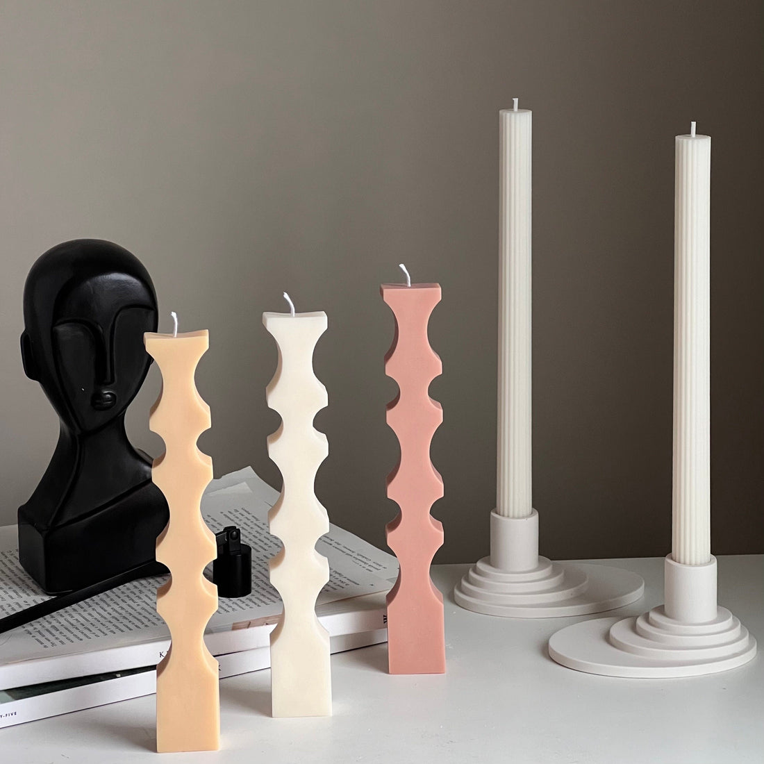 Greko Geometric Column Candle - HartCentered