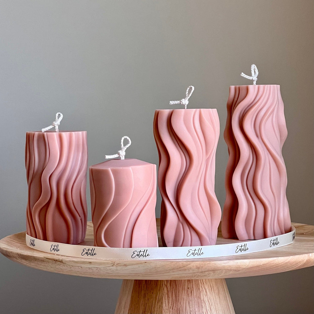 Ribbed Wavy Pillar Candle Set - HartCentered