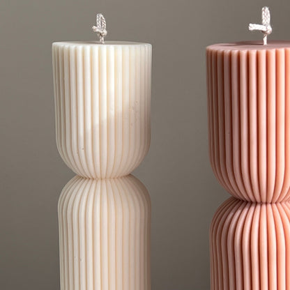 Ribbed Hourglass Pillar Candle - HartCentered