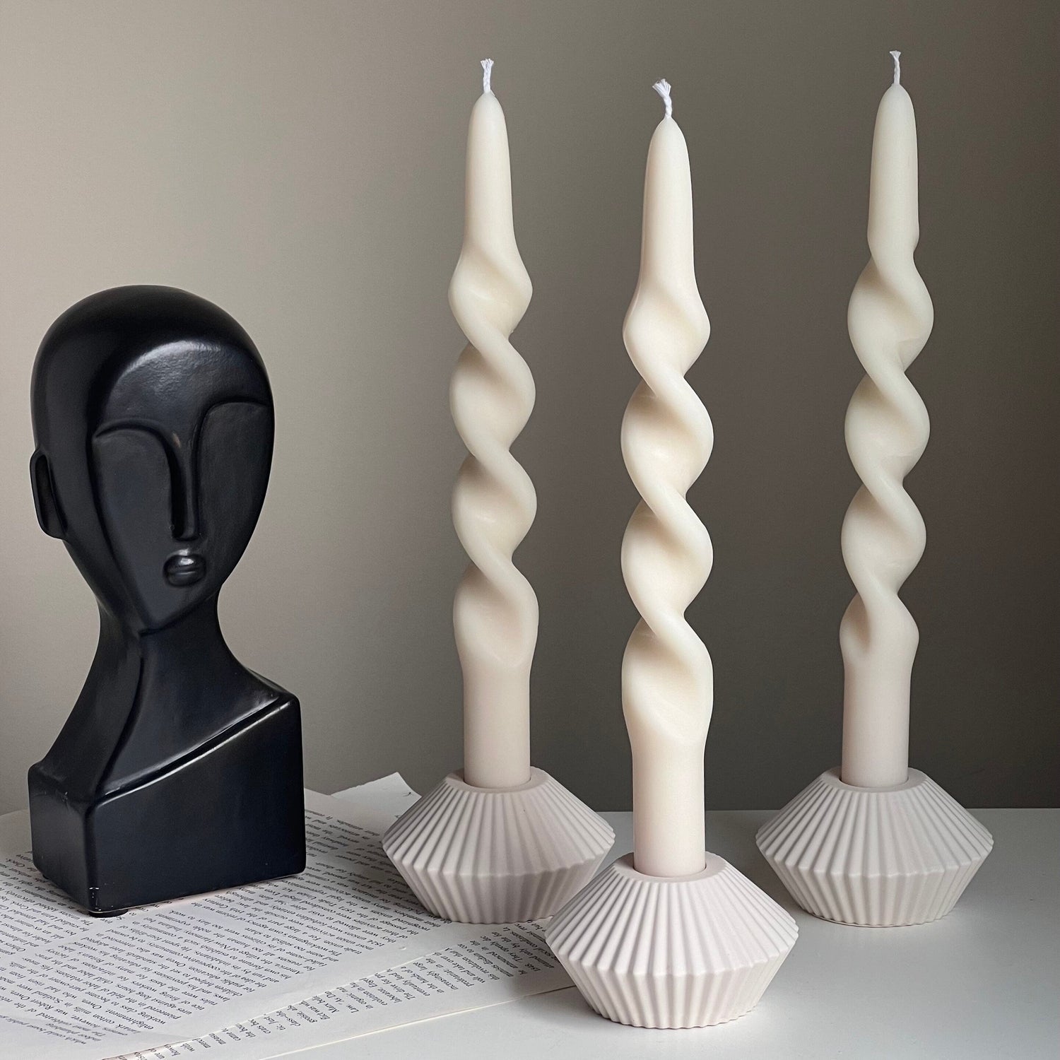 Ribbed Minimal Candlestick Holder-0