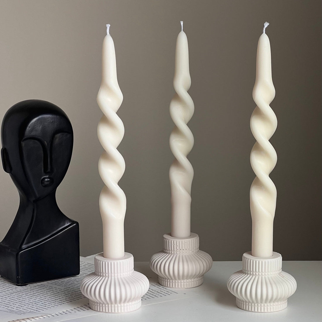 Ribbed Minimal Candlestick Holder-0