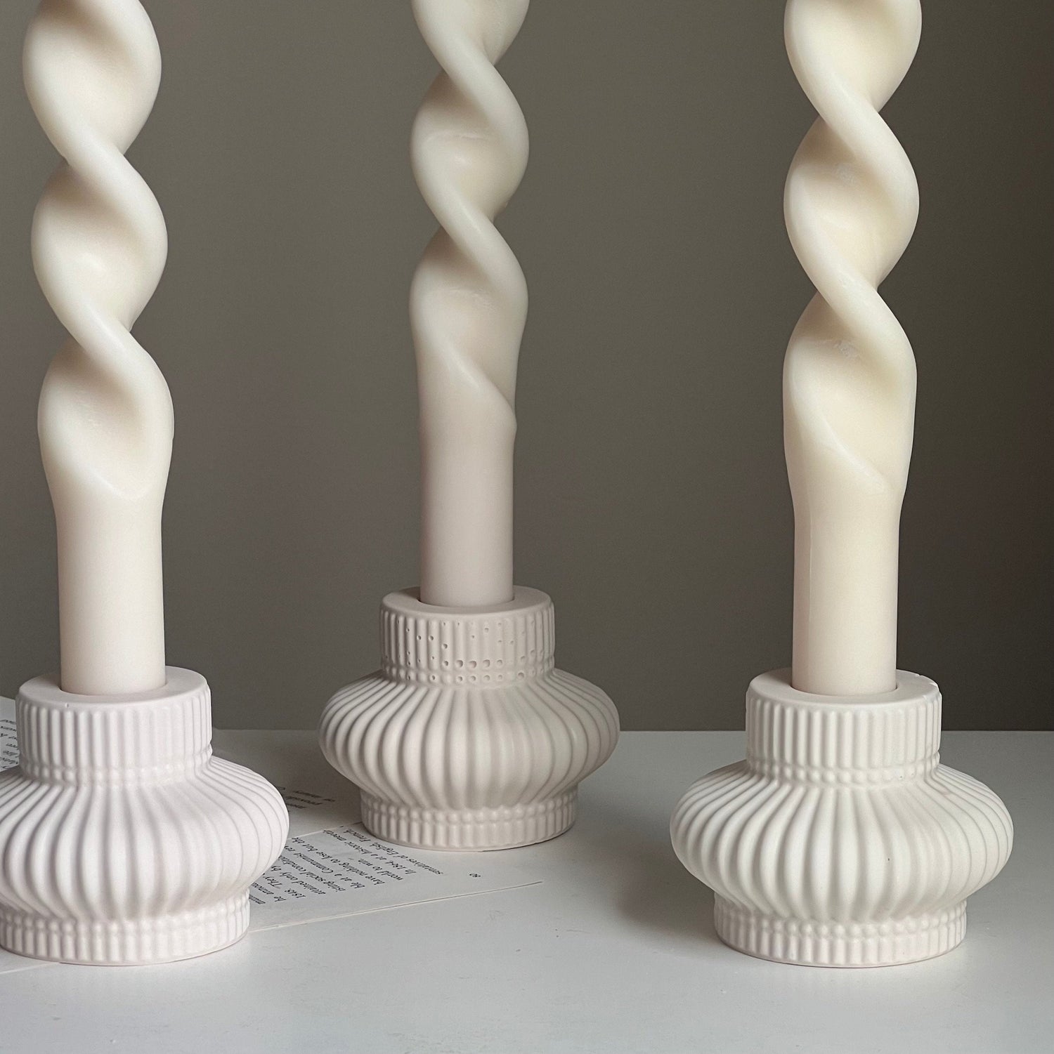 Ribbed Minimal Candlestick Holder-2