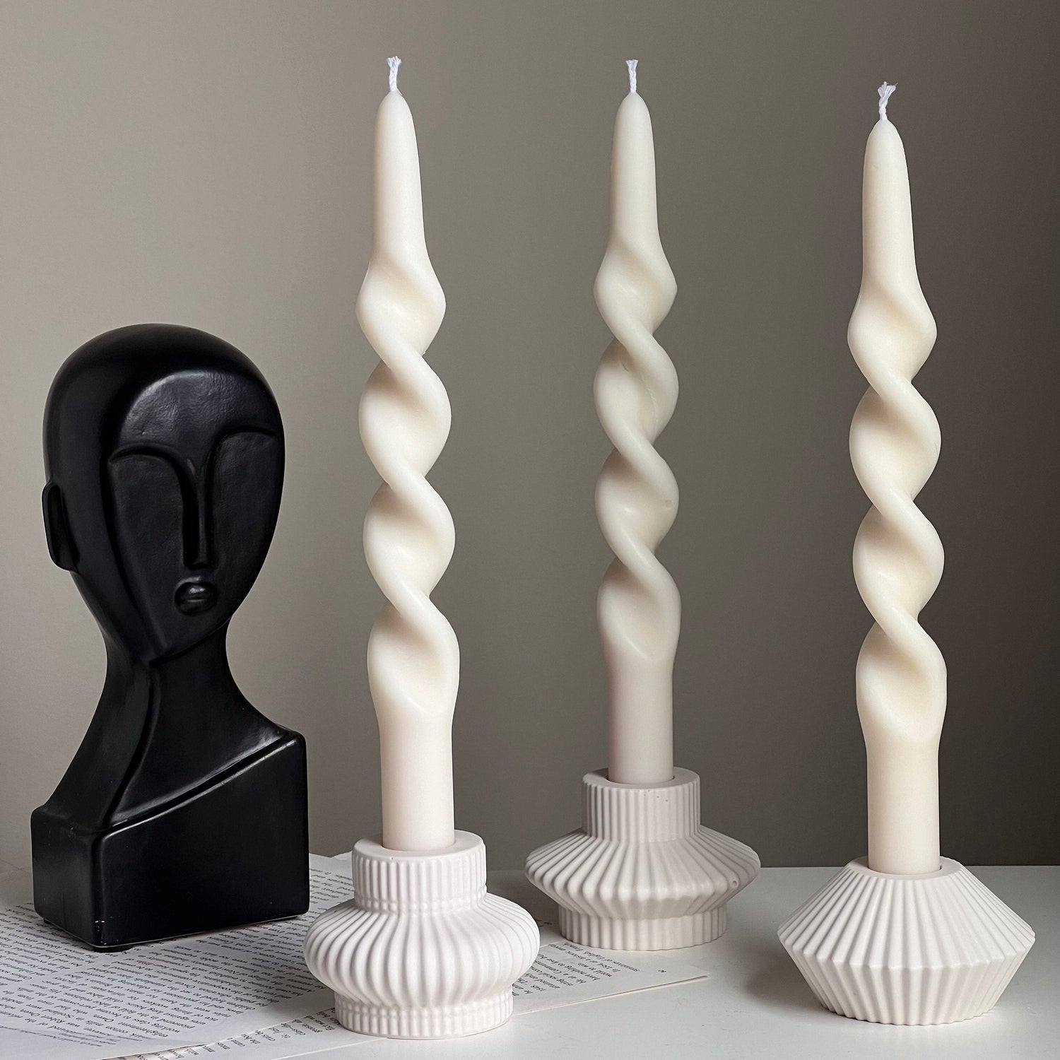 Ribbed Minimal Candlestick Holder-4