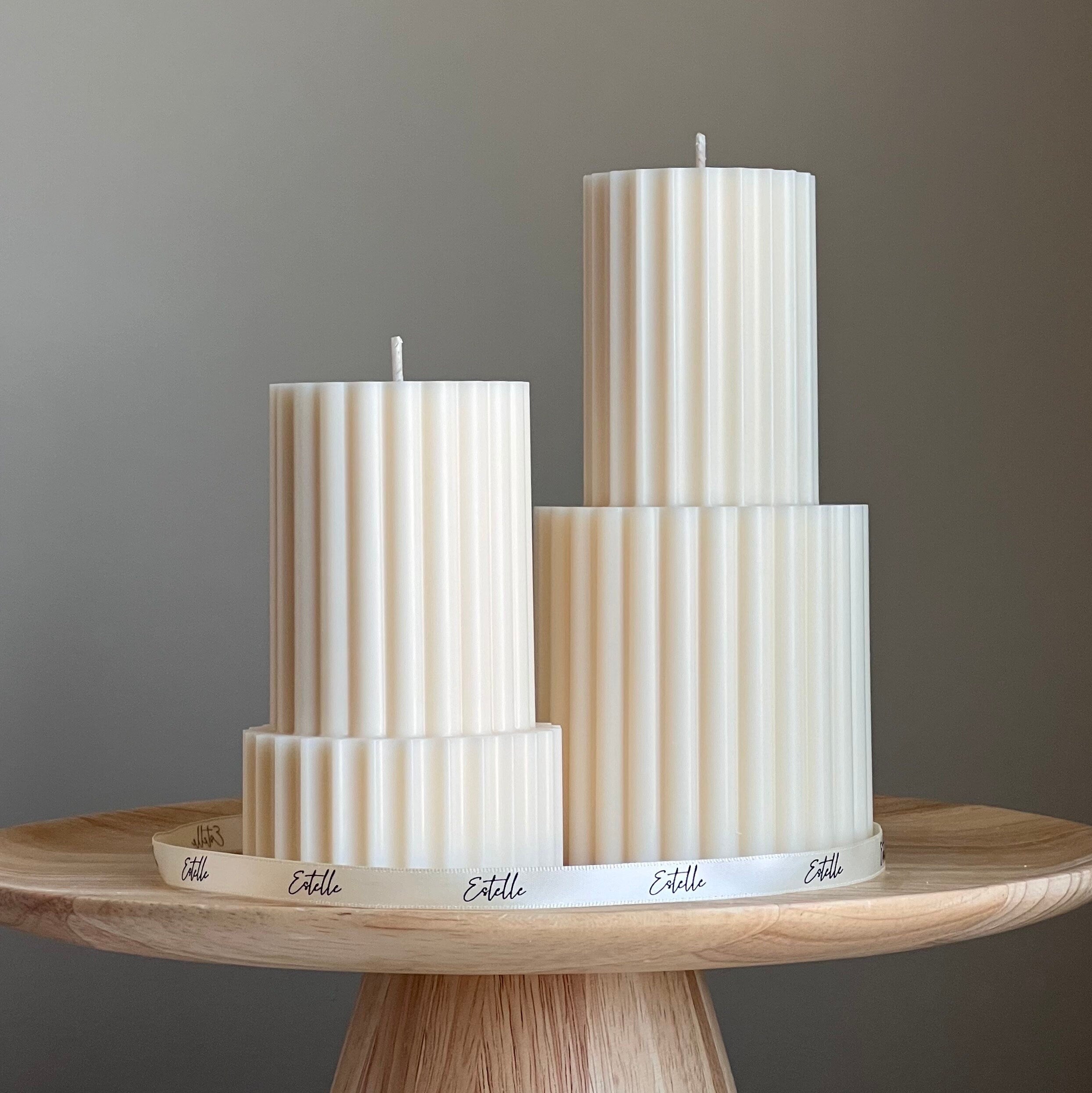 Ribbed Pillar Candle-0